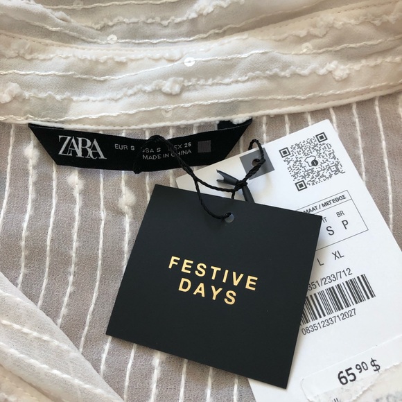 Zara Cream Colour Sheer Button up shirt. Size Small - Picture 3 of 5